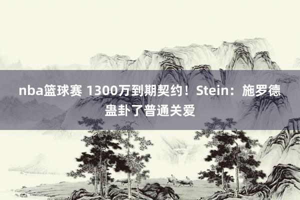 nba篮球赛 1300万到期契约！Stein：施罗德蛊卦了普通关爱