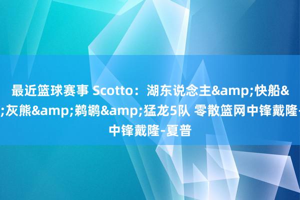 最近篮球赛事 Scotto：湖东说念主&快船&灰熊&鹈鹕&猛龙5队 零散篮网中锋戴隆-夏普